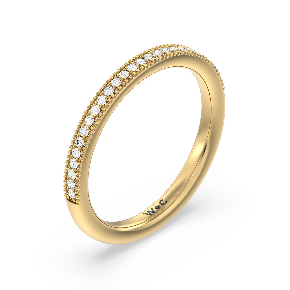 Kite Basket Four Prong Solitaire Diamond Wedding Band with 18KT Yellow Gold Cut Diamond in 14KT Yellow Gold view 4
