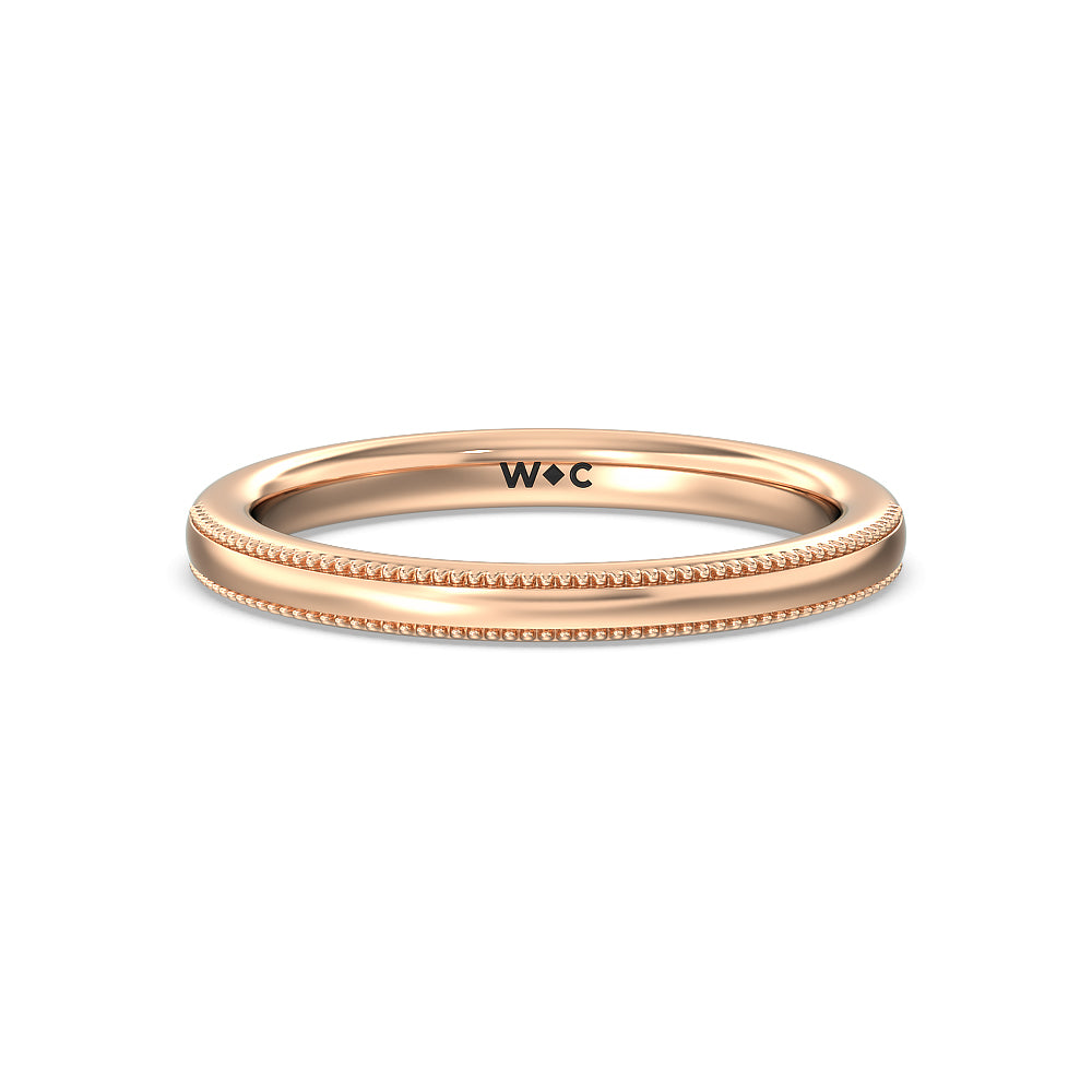 Kite Basket Four Prong Solitaire Wedding Band with 18KT Rose Gold Cut Diamond in 14KT Rose Gold view 1
