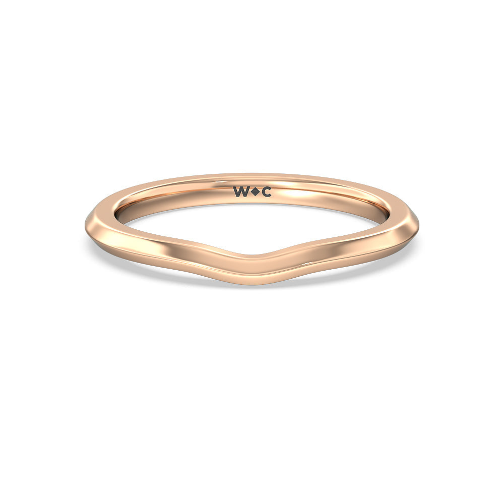 Taper Knife Edge Side Stone Solitaire Wedding Band with 18KT Rose Gold Cut Diamond in 14KT Rose Gold view 1
