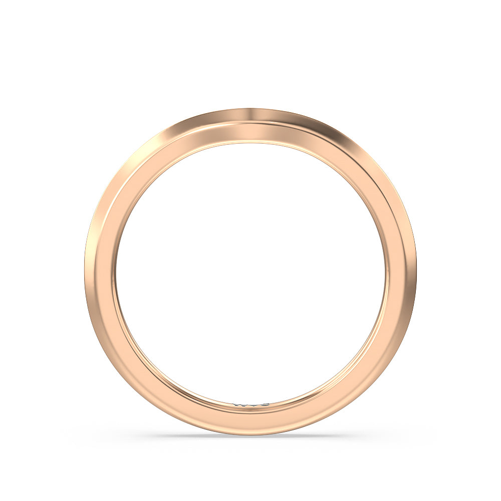 Taper Knife Edge Side Stone Solitaire Wedding Band with 18KT Rose Gold Cut Diamond in 14KT Rose Gold view 2

