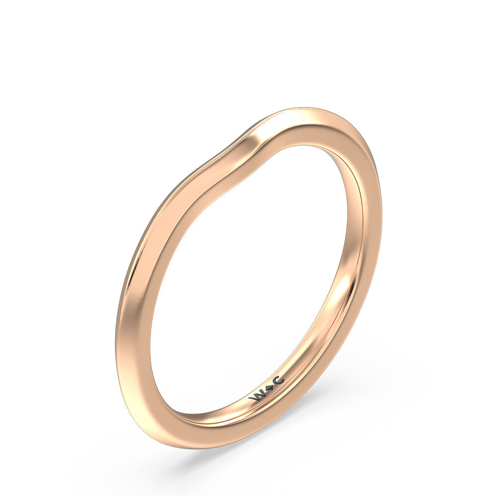 Taper Knife Edge Side Stone Solitaire Wedding Band with 18KT Rose Gold Cut Diamond in 14KT Rose Gold view 4

