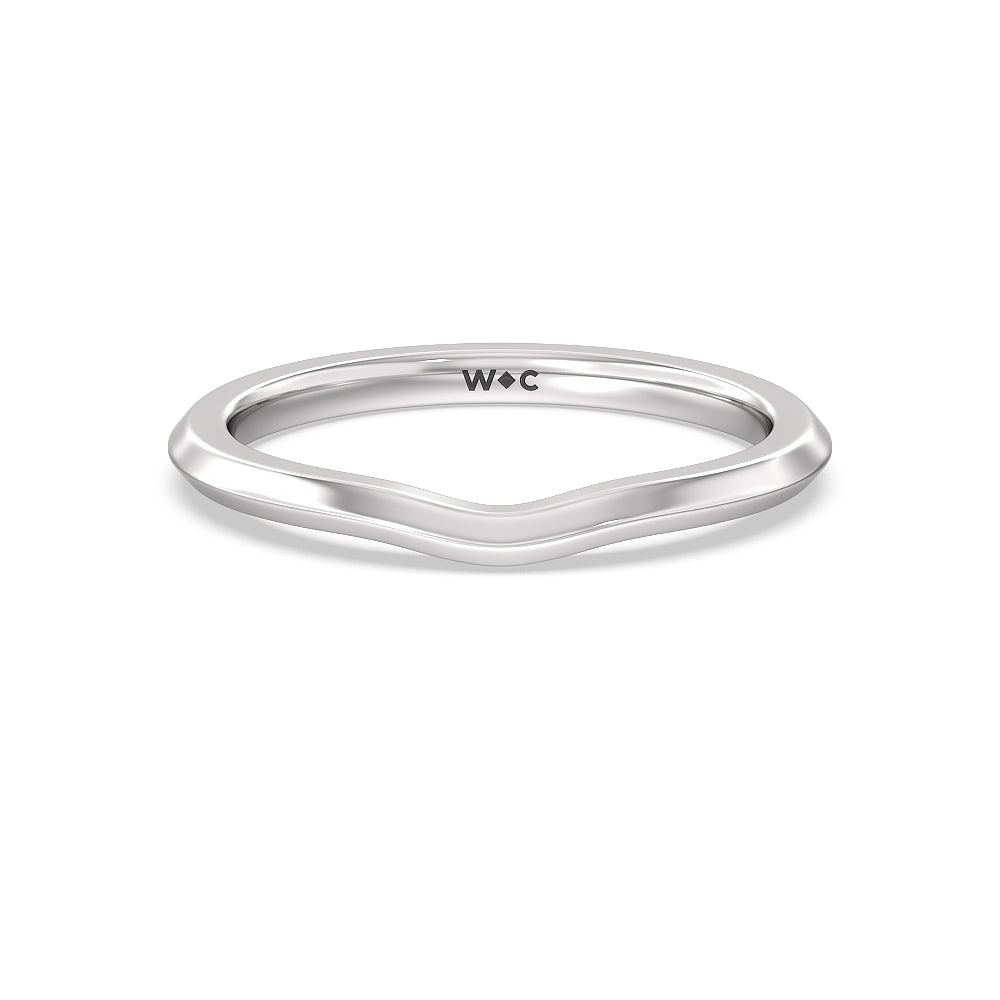 Taper Knife Edge Side Stone Solitaire Wedding Band with Platinum Cut Diamond in 14KT Platinum view 1
