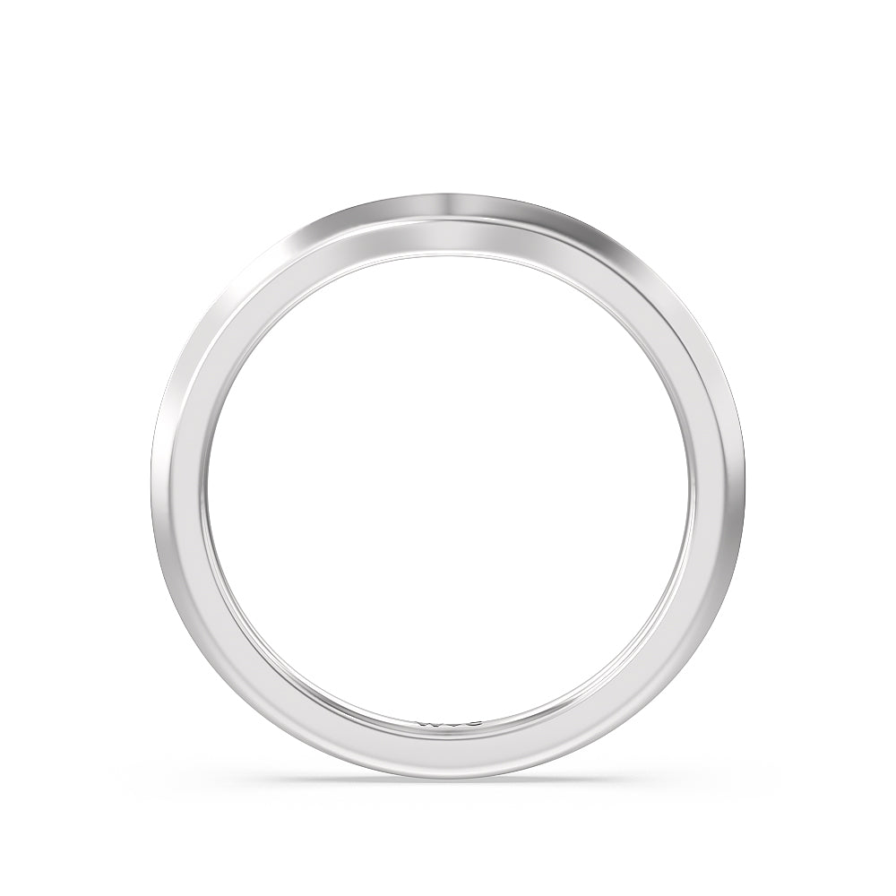 Taper Knife Edge Side Stone Solitaire Wedding Band with Platinum Cut Diamond in 14KT Platinum view 2
