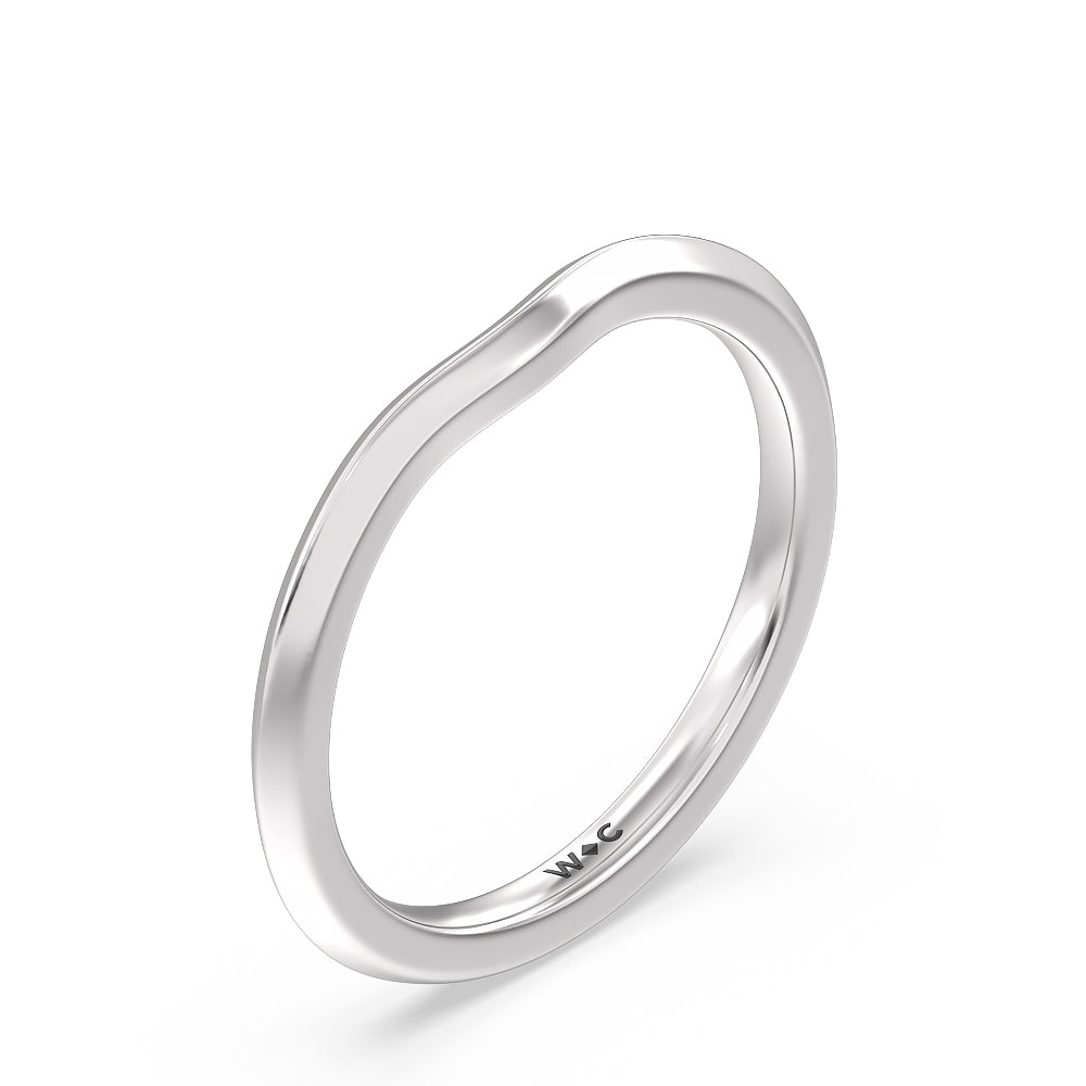 Taper Knife Edge Side Stone Solitaire Wedding Band with Platinum Cut Diamond in 14KT Platinum view 4
