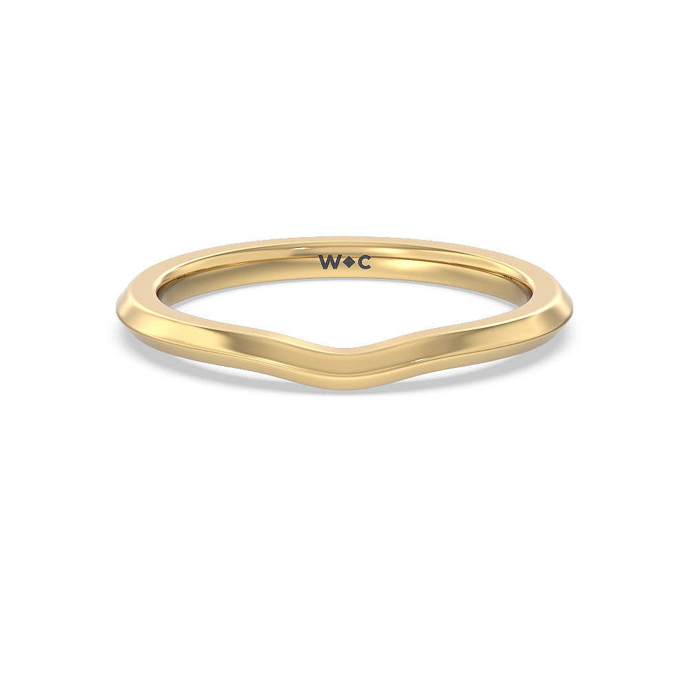 Taper Knife Edge Side Stone Solitaire Wedding Band with 18KT Yellow Gold Cut Diamond in 14KT Yellow Gold view 1
