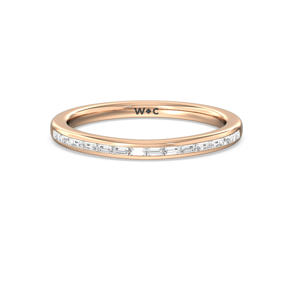 Channel Set Kite Basket Solitaire Diamond Wedding Band with 18KT Rose Gold Cut Diamond in 14KT Rose Gold view 1
