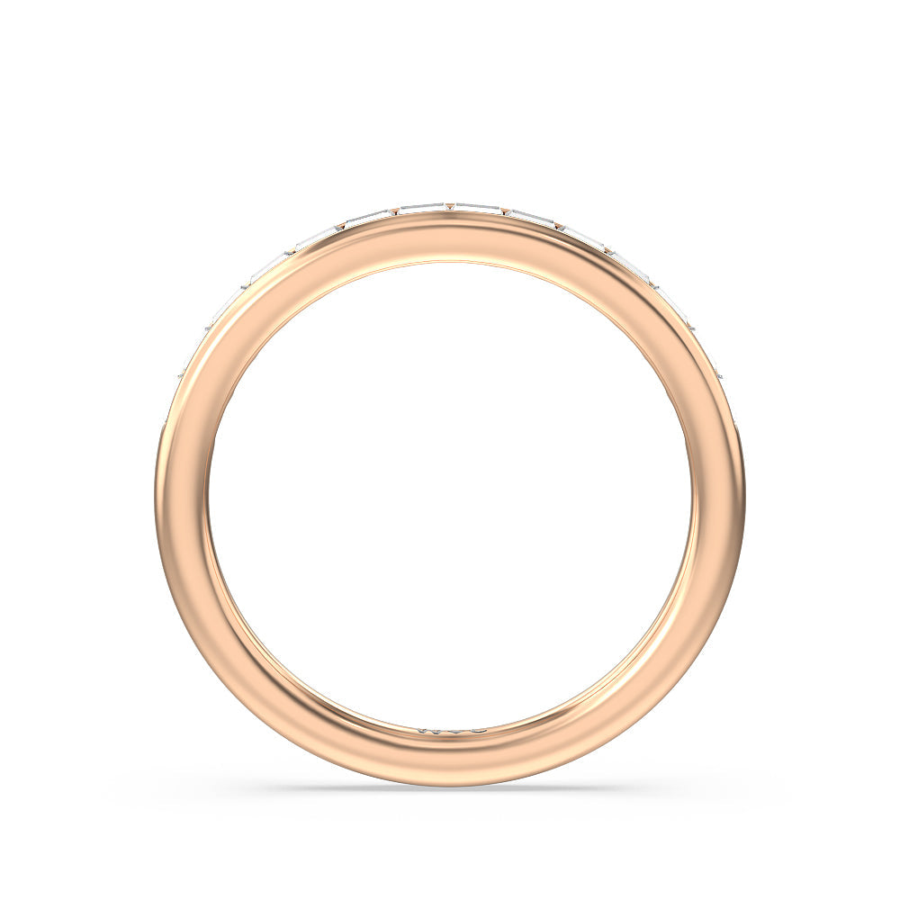 Channel Set Kite Basket Solitaire Diamond Wedding Band with 18KT Rose Gold Cut Diamond in 14KT Rose Gold view 2
