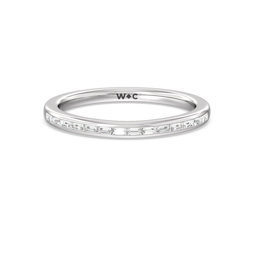Channel Set Kite Basket Solitaire Diamond Wedding Band with Platinum Cut Diamond in 14KT Platinum view 1
