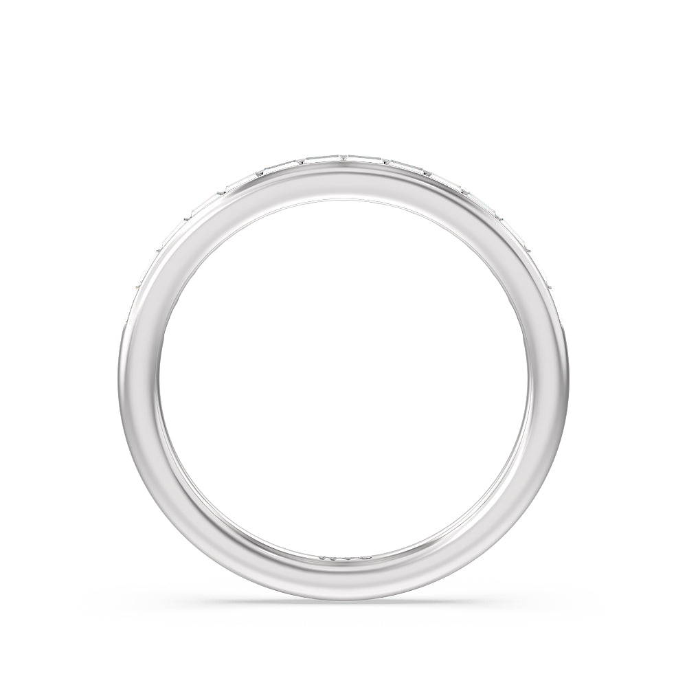 Channel Set Kite Basket Solitaire Diamond Wedding Band with Platinum Cut Diamond in 14KT Platinum view 2
