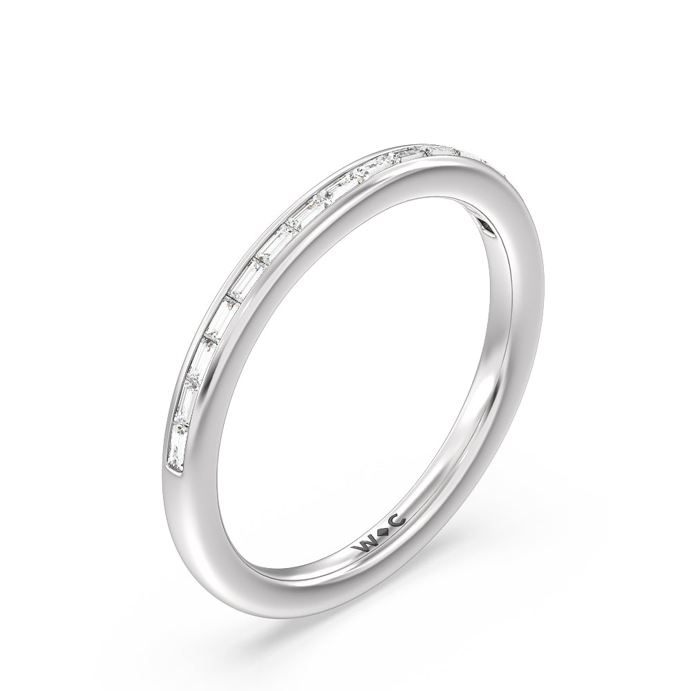 Channel Set Kite Basket Solitaire Diamond Wedding Band with Platinum Cut Diamond in 14KT Platinum view 4
