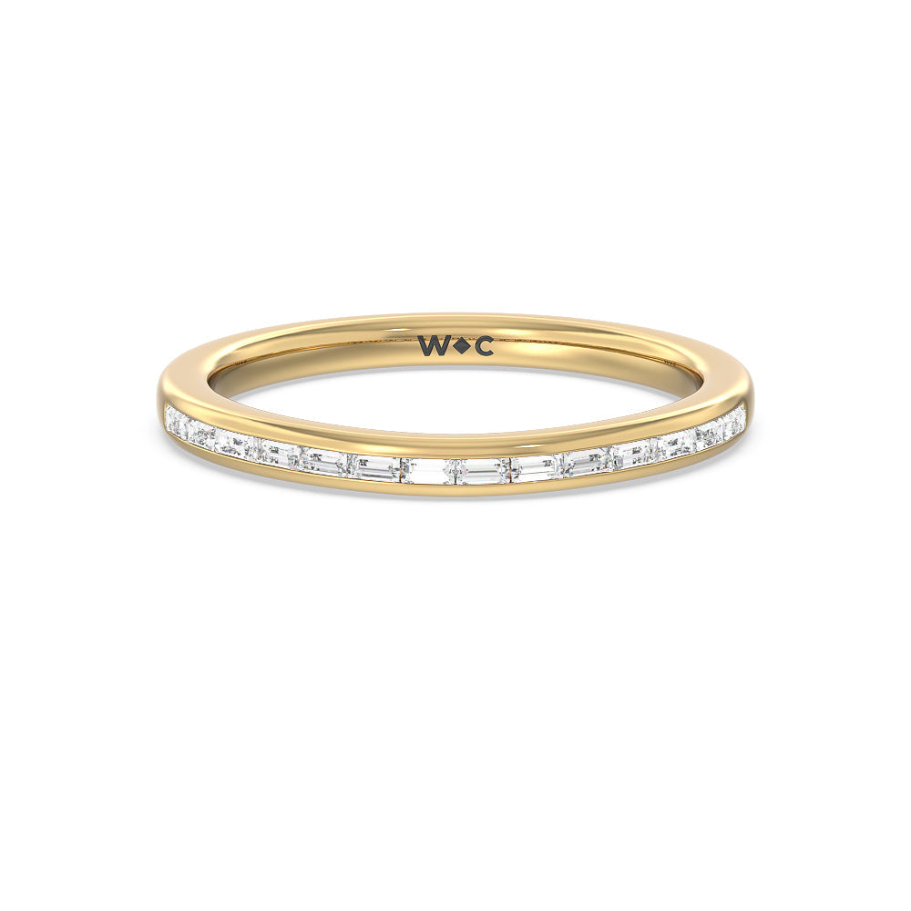 Channel Set Kite Basket Solitaire Diamond Wedding Band with 18KT Yellow Gold Cut Diamond in 14KT Yellow Gold view 1
