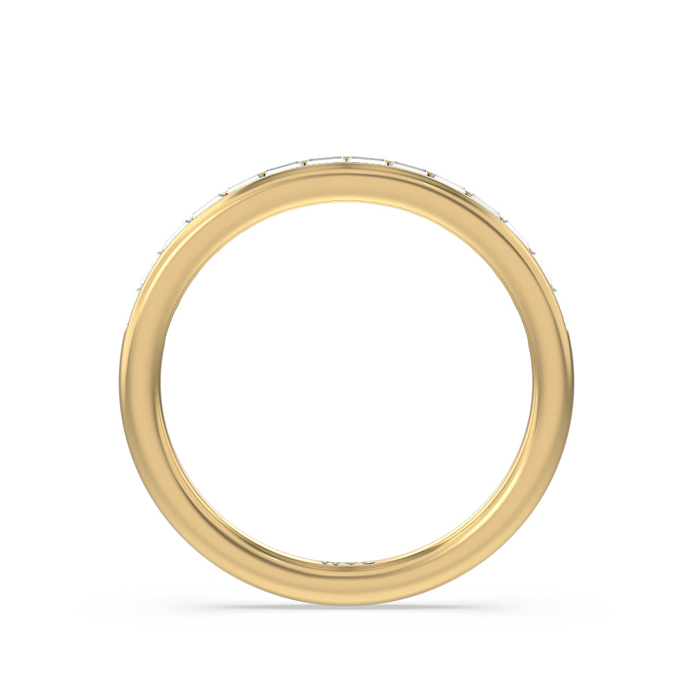 Channel Set Kite Basket Solitaire Diamond Wedding Band with 18KT Yellow Gold Cut Diamond in 14KT Yellow Gold view 2
