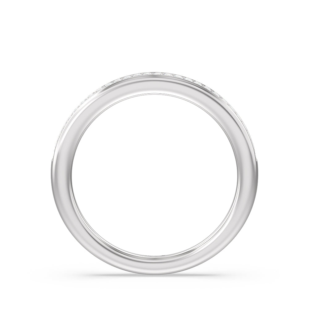 Channel Baguette Deco Solitaire Diamond Wedding Band with Platinum Cut Diamond in 14KT Platinum view 2
