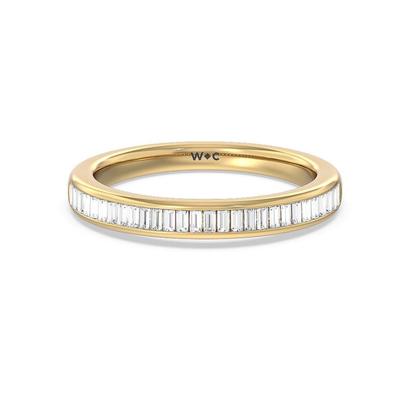 Channel Baguette Deco Solitaire Diamond Wedding Band