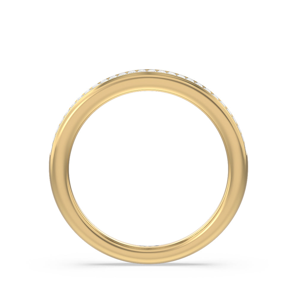 Channel Baguette Deco Solitaire Diamond Wedding Band with 18KT Yellow Gold Cut Diamond in 14KT Yellow Gold view 2
