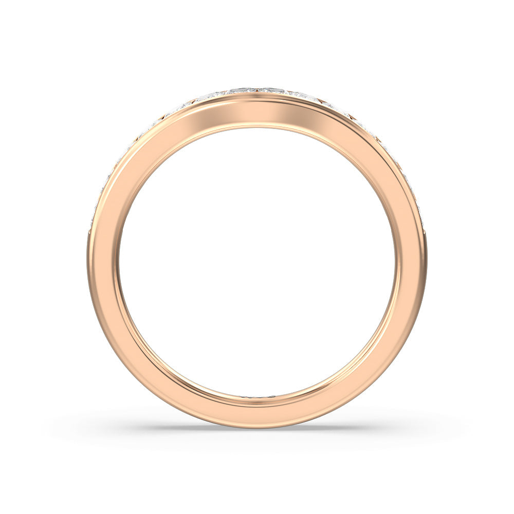 Channel Set Princess Classic Diamond Wedding Band with 18KT Rose Gold Cut Diamond in 14KT Rose Gold view 2
