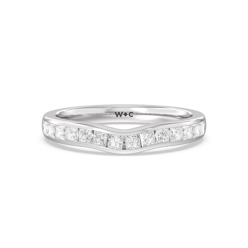 Channel Set Princess Classic Diamond Wedding Band