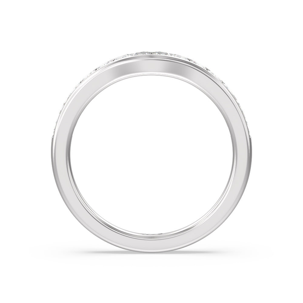 Channel Set Princess Classic Diamond Wedding Band with Platinum Cut Diamond in 14KT Platinum view 2
