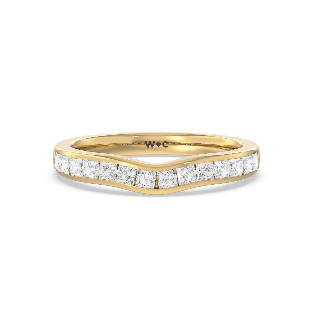 Channel Set Princess Classic Diamond Wedding Band with 18KT Yellow Gold Cut Diamond in 14KT Yellow Gold view 1
