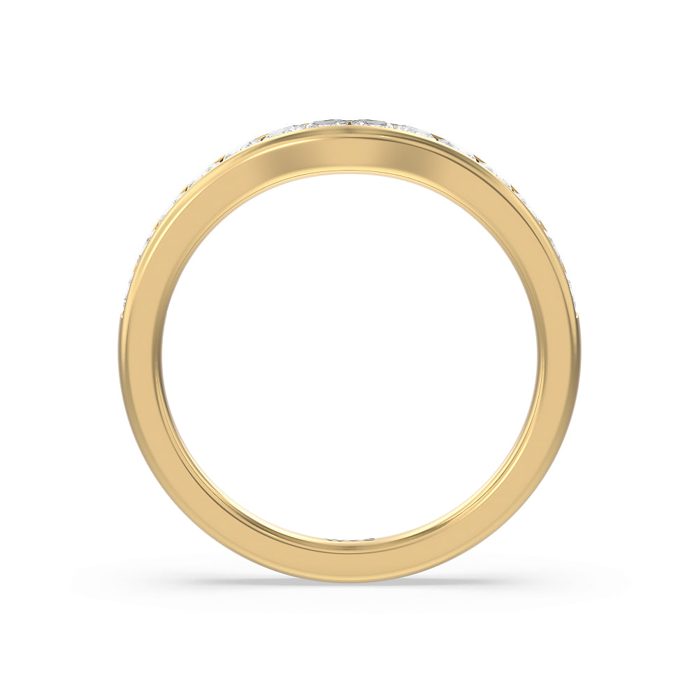 Channel Set Princess Classic Diamond Wedding Band with 18KT Yellow Gold Cut Diamond in 14KT Yellow Gold view 2
