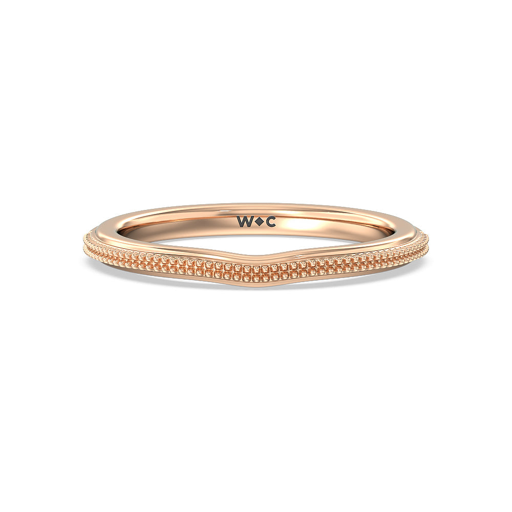 Milgrain Centerline Six Prong Solitaire Wedding Band with 18KT Rose Gold Cut Diamond in 14KT Rose Gold view 1
