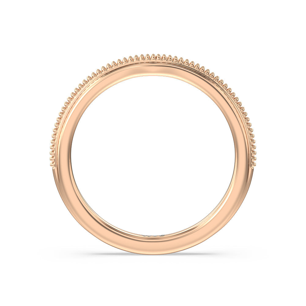 Milgrain Centerline Six Prong Solitaire Wedding Band with 18KT Rose Gold Cut Diamond in 14KT Rose Gold view 2
