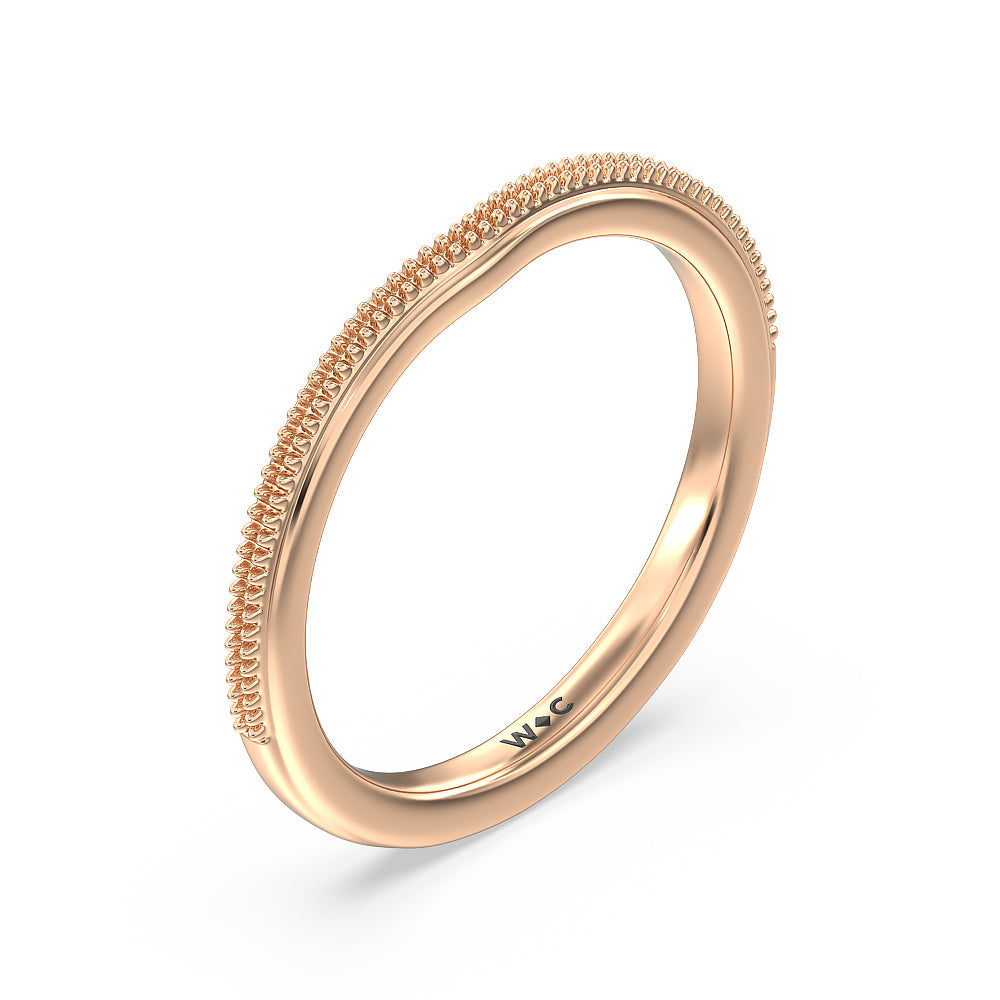 Milgrain Centerline Six Prong Solitaire Wedding Band with 18KT Rose Gold Cut Diamond in 14KT Rose Gold view 4
