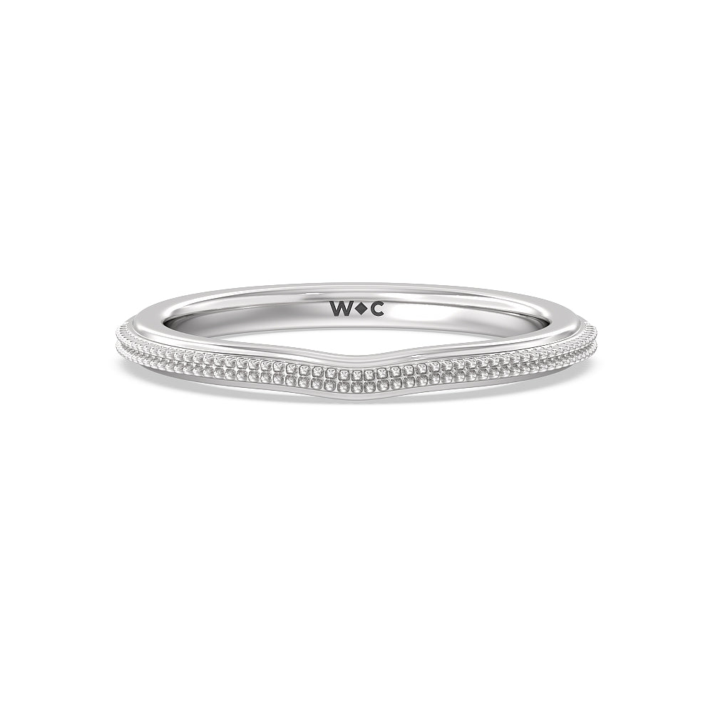 Milgrain Centerline Six Prong Solitaire Wedding Band with Platinum Cut Diamond in 14KT Platinum view 1
