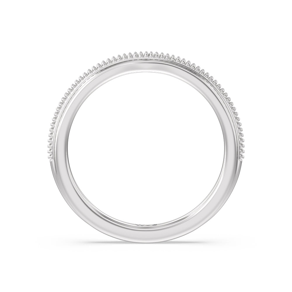 Milgrain Centerline Six Prong Solitaire Wedding Band with Platinum Cut Diamond in 14KT Platinum view 2
