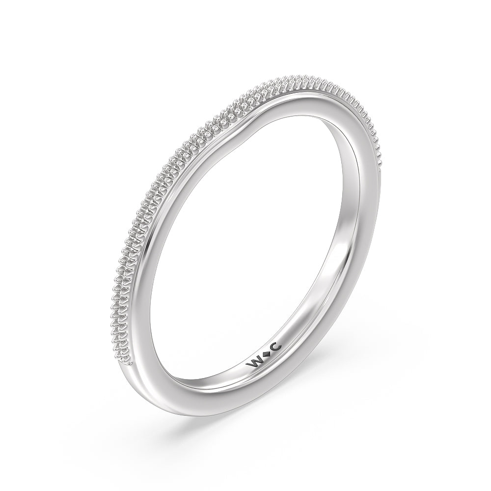 Milgrain Centerline Six Prong Solitaire Wedding Band with Platinum Cut Diamond in 14KT Platinum view 4
