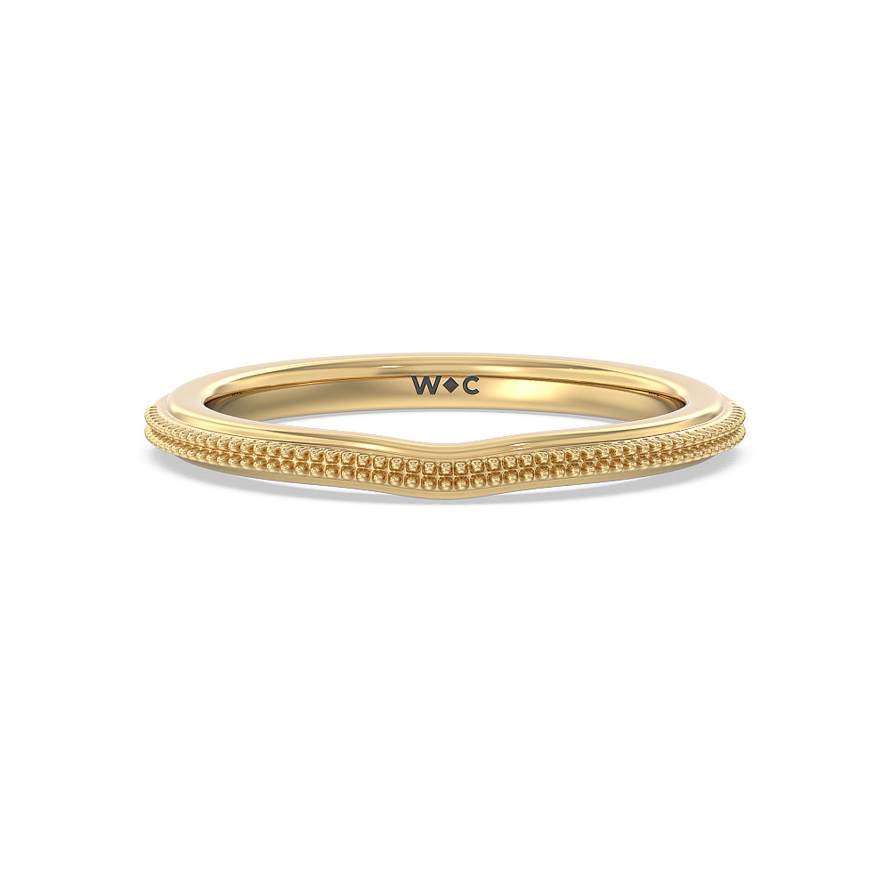 Milgrain Centerline Six Prong Solitaire Wedding Band with 18KT Yellow Gold Cut Diamond in 14KT Yellow Gold view 1
