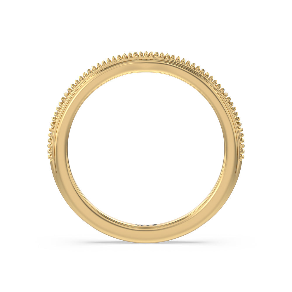 Milgrain Centerline Six Prong Solitaire Wedding Band with 18KT Yellow Gold Cut Diamond in 14KT Yellow Gold view 2
