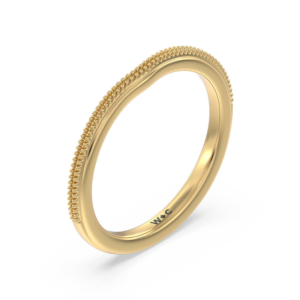 Milgrain Centerline Six Prong Solitaire Wedding Band with 18KT Yellow Gold Cut Diamond in 14KT Yellow Gold view 4
