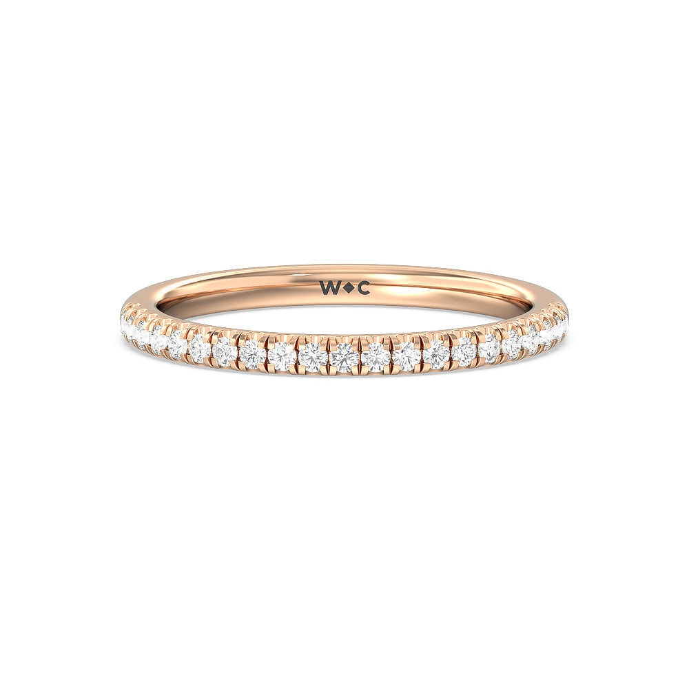 Seamless Half Bezel Solitaire Diamond Wedding Band with 18KT Rose Gold Cut Diamond in 14KT Rose Gold view 1
