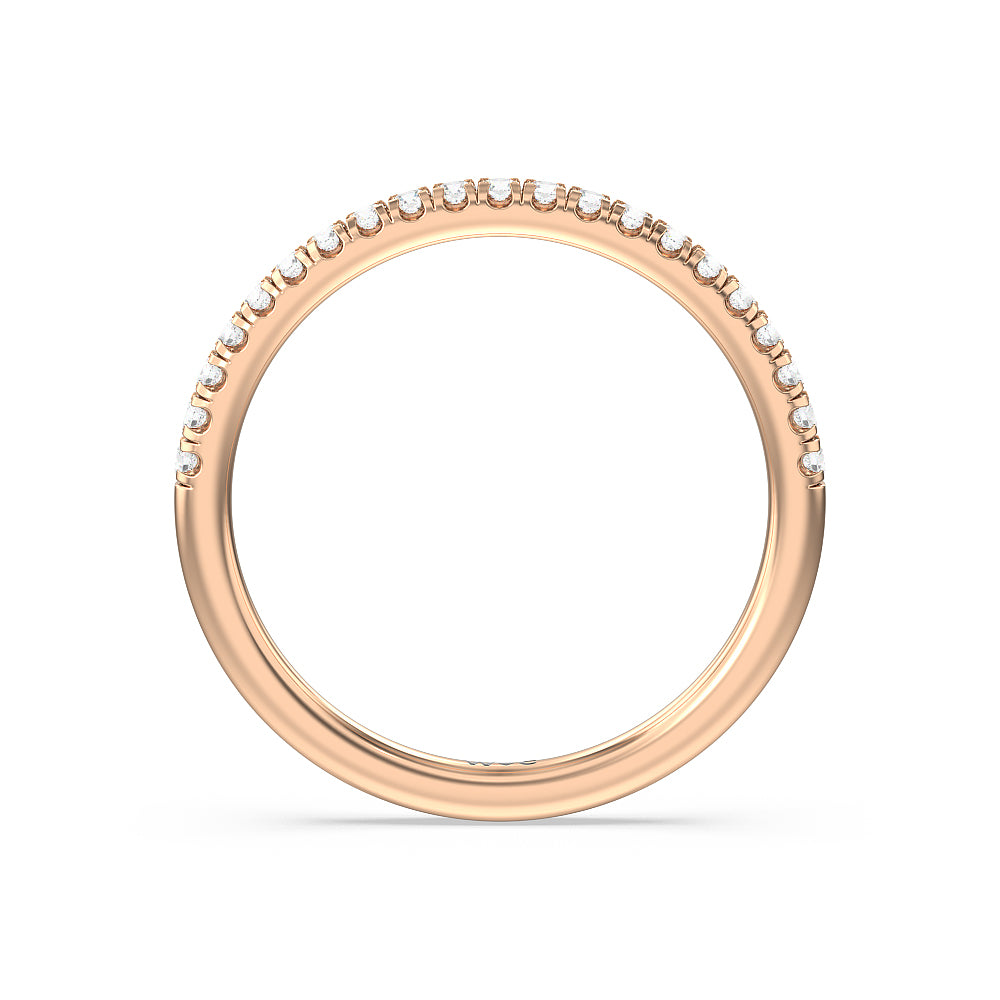 Seamless Half Bezel Solitaire Diamond Wedding Band with 18KT Rose Gold Cut Diamond in 14KT Rose Gold view 2

