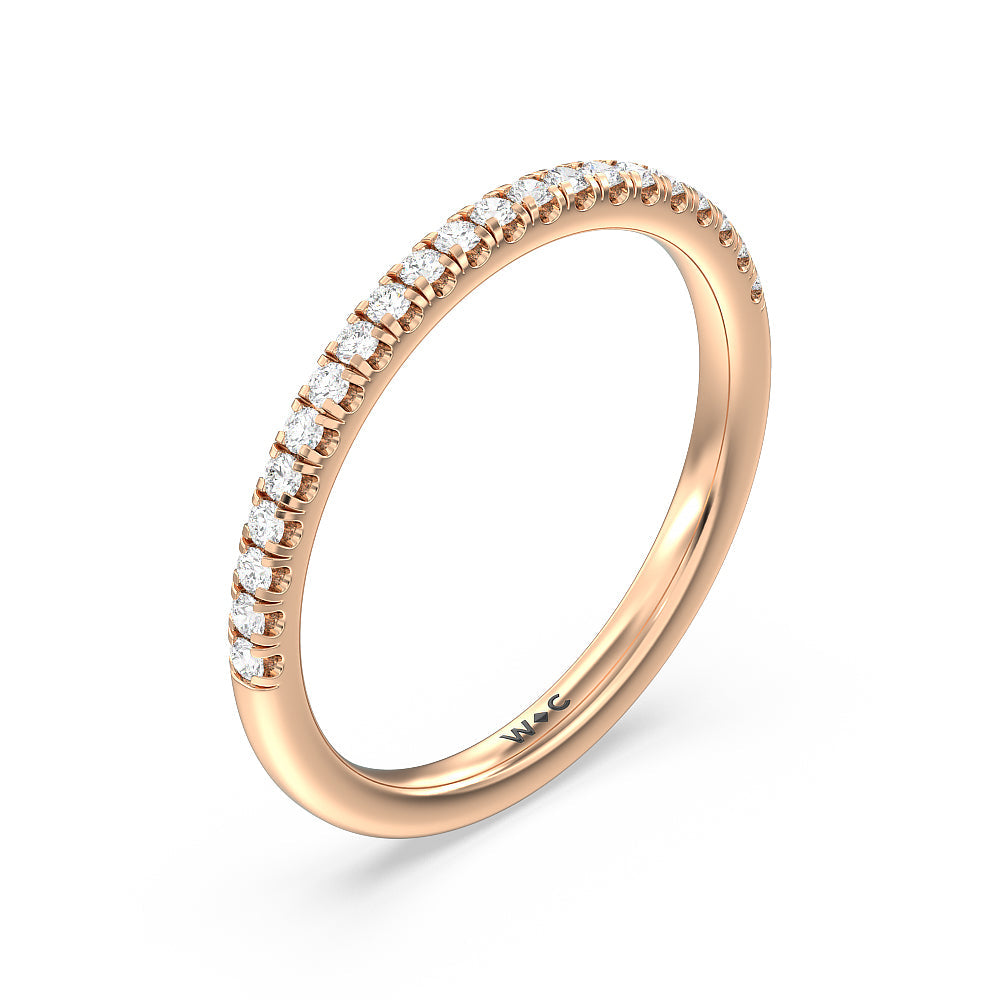 Seamless Half Bezel Solitaire Diamond Wedding Band with 18KT Rose Gold Cut Diamond in 14KT Rose Gold view 4
