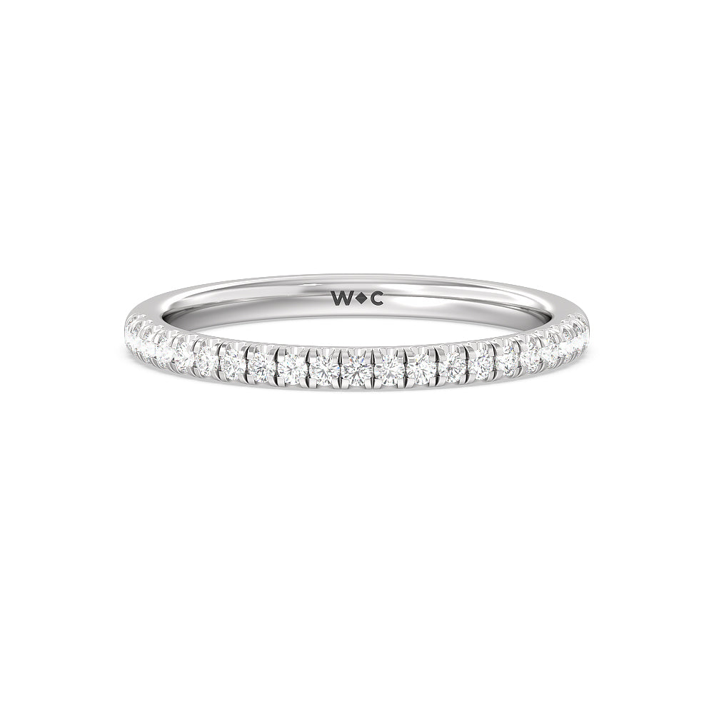 Seamless Half Bezel Solitaire Diamond Wedding Band with Platinum Cut Diamond in 14KT Platinum view 1
