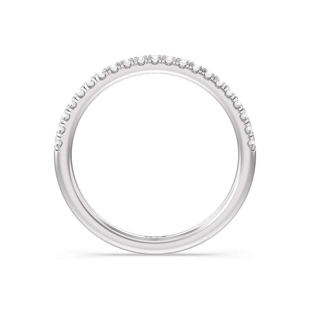 Seamless Half Bezel Solitaire Diamond Wedding Band with Platinum Cut Diamond in 14KT Platinum view 2
