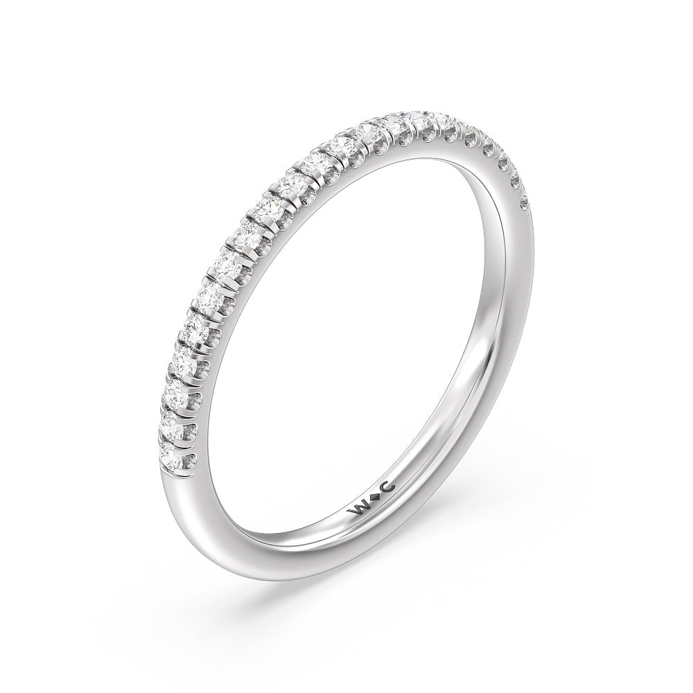 Seamless Half Bezel Solitaire Diamond Wedding Band with Platinum Cut Diamond in 14KT Platinum view 4
