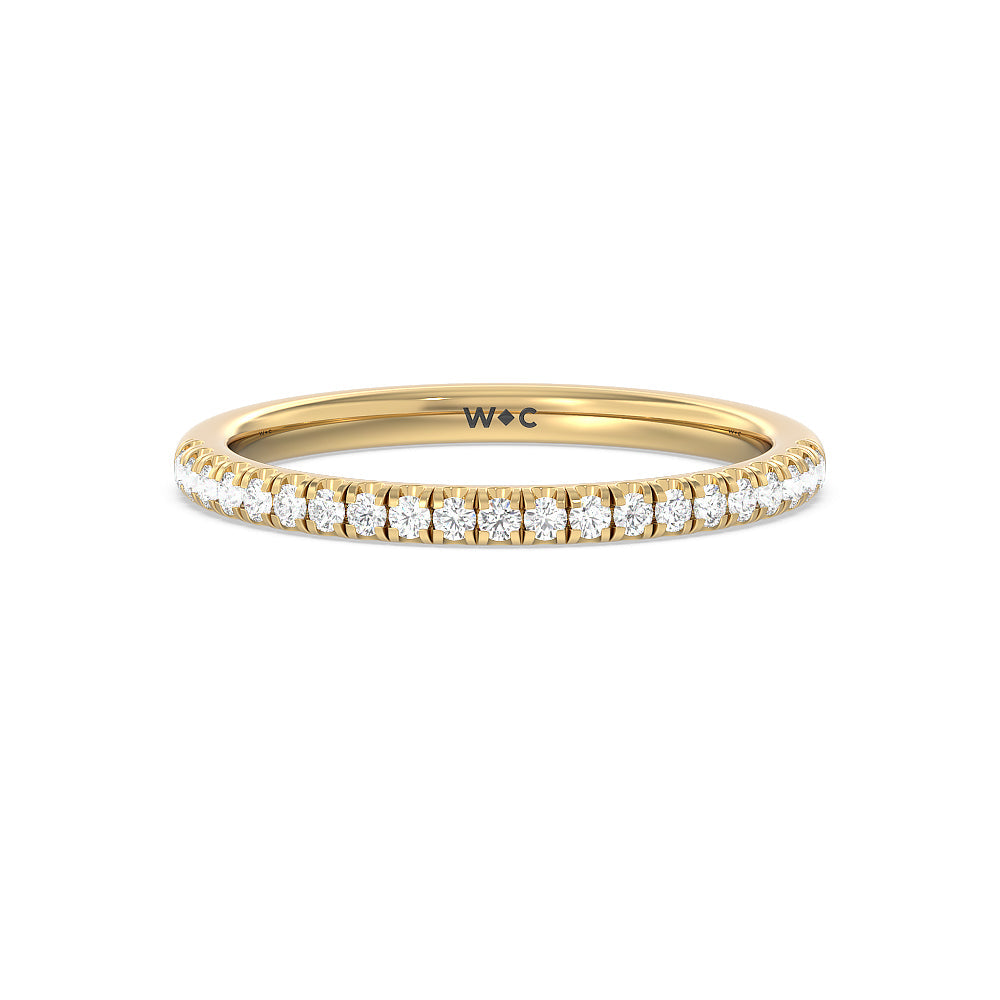 Seamless Half Bezel Solitaire Diamond Wedding Band with 18KT Yellow Gold Cut Diamond in 14KT Yellow Gold view 1
