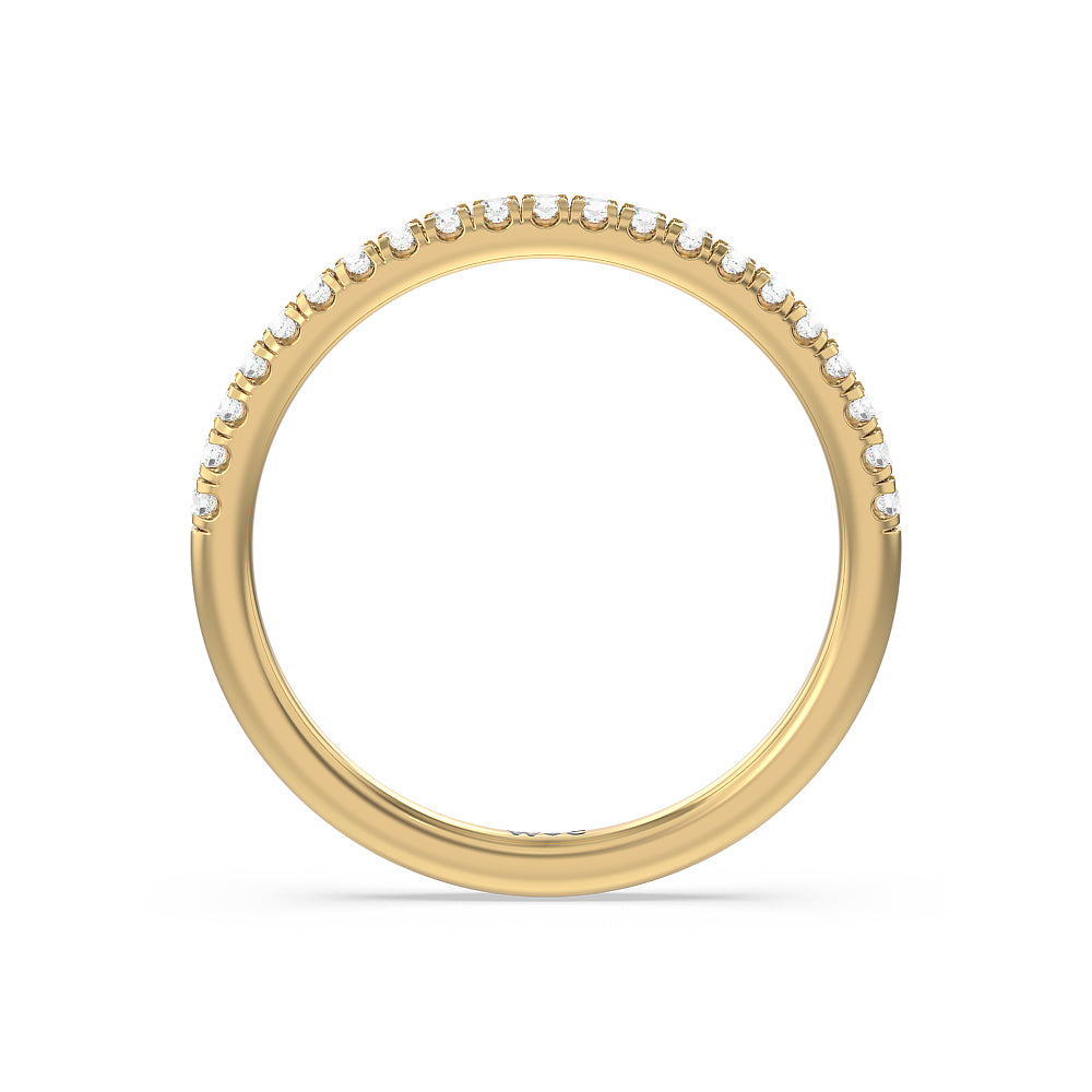 Seamless Half Bezel Solitaire Diamond Wedding Band with 18KT Yellow Gold Cut Diamond in 14KT Yellow Gold view 2
