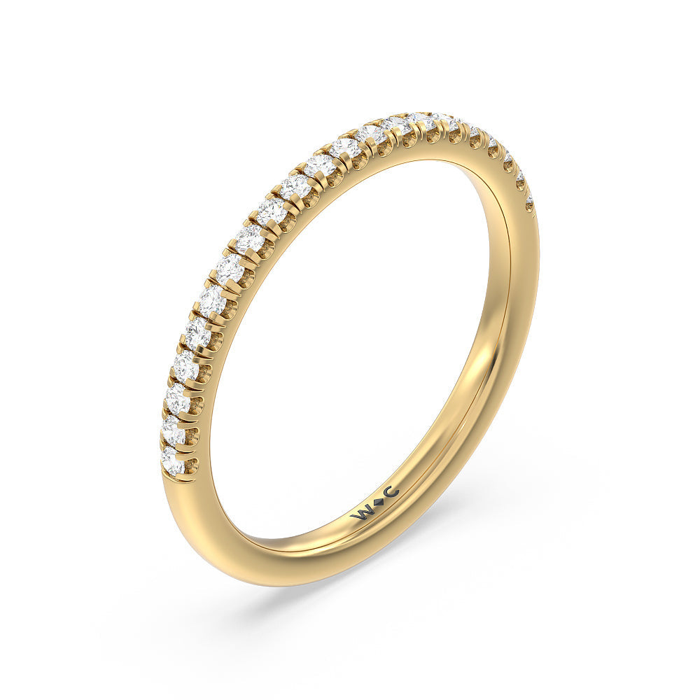 Seamless Half Bezel Solitaire Diamond Wedding Band with 18KT Yellow Gold Cut Diamond in 14KT Yellow Gold view 4
