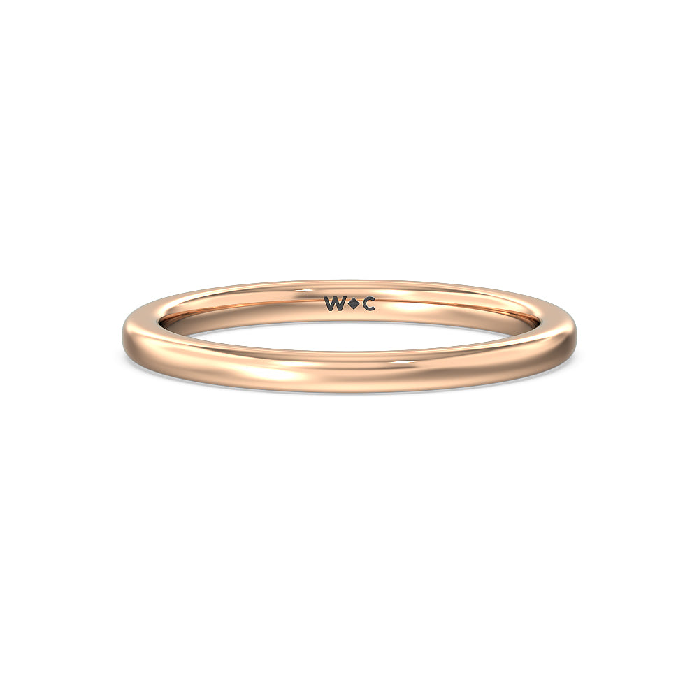 Seamless Half Bezel Solitaire Wedding Band with 18KT Rose Gold Cut Diamond in 14KT Rose Gold view 1
