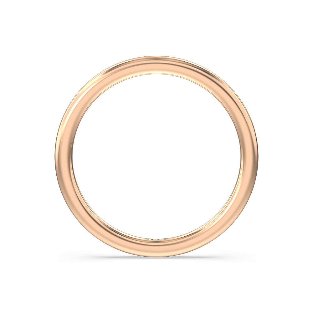 Seamless Half Bezel Solitaire Wedding Band with 18KT Rose Gold Cut Diamond in 14KT Rose Gold view 2
