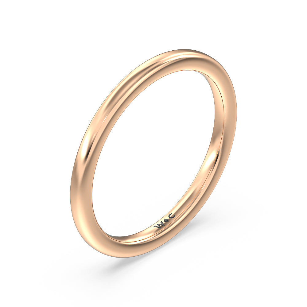 Seamless Half Bezel Solitaire Wedding Band with 18KT Rose Gold Cut Diamond in 14KT Rose Gold view 4
