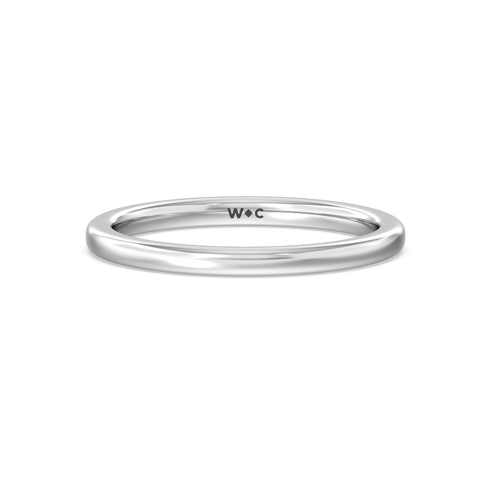 Seamless Half Bezel Solitaire Wedding Band with Platinum Cut Diamond in 14KT Platinum view 1
