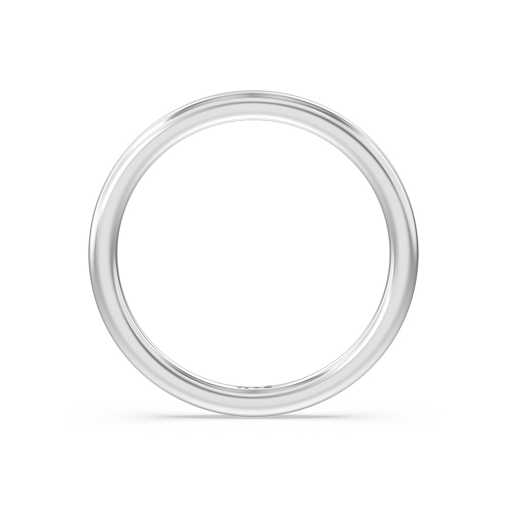 Seamless Half Bezel Solitaire Wedding Band with Platinum Cut Diamond in 14KT Platinum view 2
