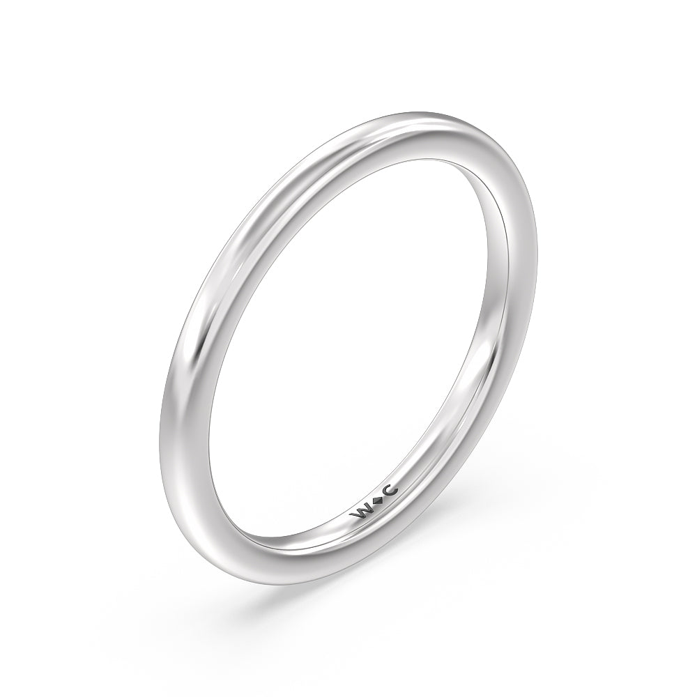 Seamless Half Bezel Solitaire Wedding Band with Platinum Cut Diamond in 14KT Platinum view 4
