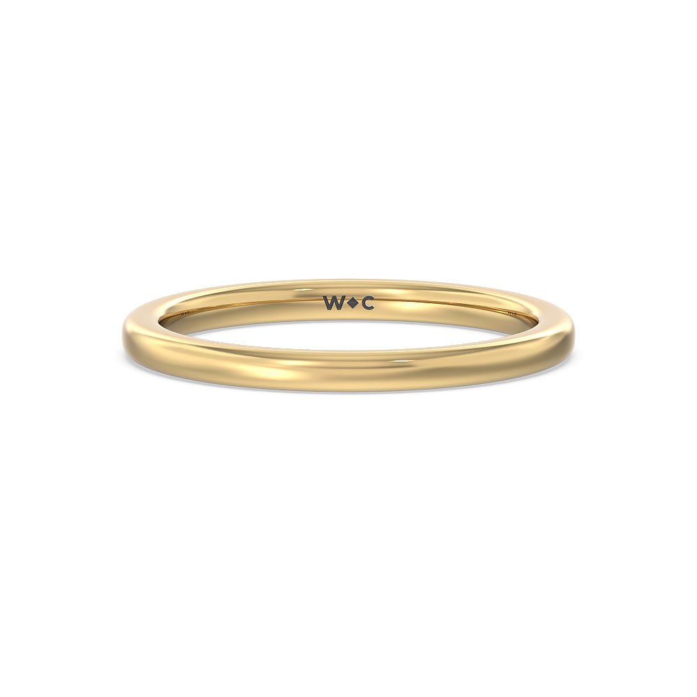 Seamless Half Bezel Solitaire Wedding Band with 18KT Yellow Gold Cut Diamond in 14KT Yellow Gold view 1

