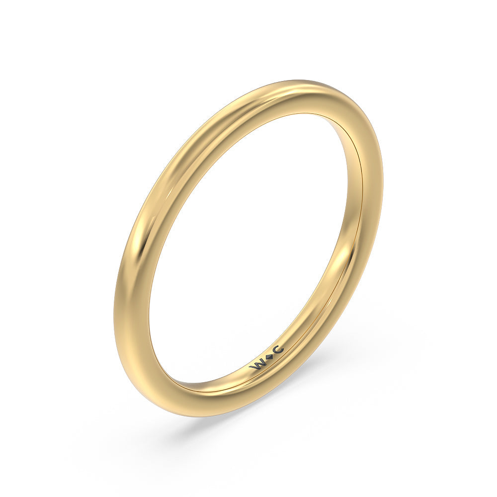 Seamless Half Bezel Solitaire Wedding Band with 18KT Yellow Gold Cut Diamond in 14KT Yellow Gold view 4
